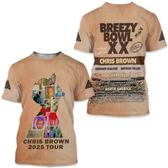 Chris Brown Breezy Bowl XX Tour 2025 3D T-Shirt