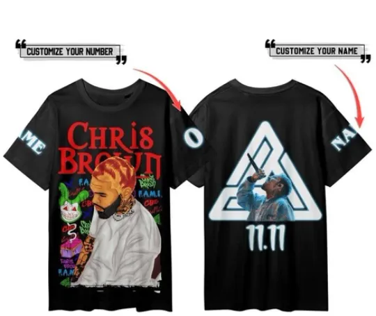 Chris Brown Fame 1111 Tour 2024 Black 3D T-Shirt