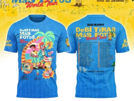 Bad Bunny DeBÍ TiRAR MáS FOToS World Tour 3D T-Shirt