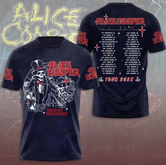 Alice Cooper Too Close For Comfort 2025 Tour 3D T-Shirt