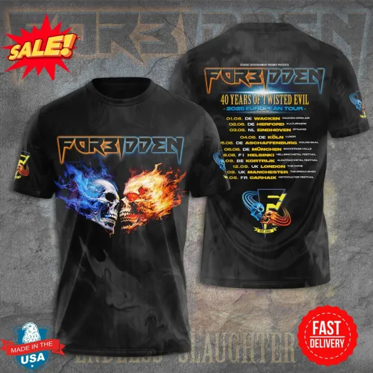 Forbidden 2025 Tour 3D Shirt – Epic Metal Band Tee for Live Show Fans