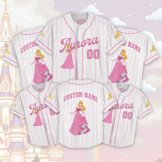 Custom Aurora Sleeping Beauty Baseball Jersey, Princess Aurora Tee, Disneybound Outfit, Princess Matching Jersey, Disneyland Family Tee