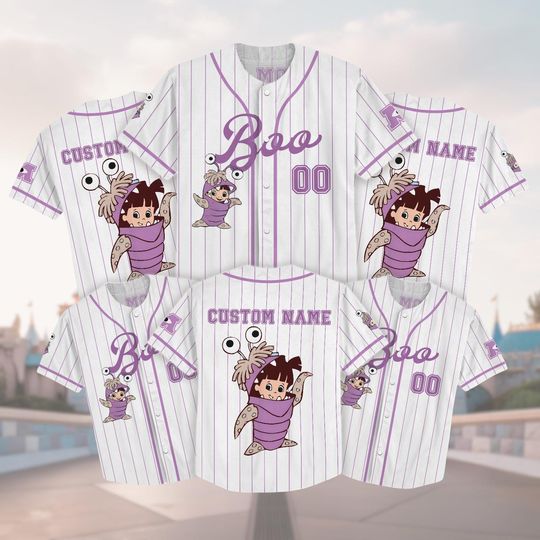 Custom Boo Monsters Inc Baseball Jersey, Pixar Disney Jersey Shirt, Purple Toddler Outfit, Cute Monster Tee, Disney Matching Jersey