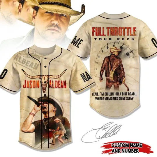 Jason Aldean Full Throttle Tour 2025 Baseball Jersey