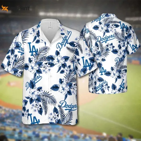 Los Angeles Dodgers Hawaiian Button Down Shirt for Adults