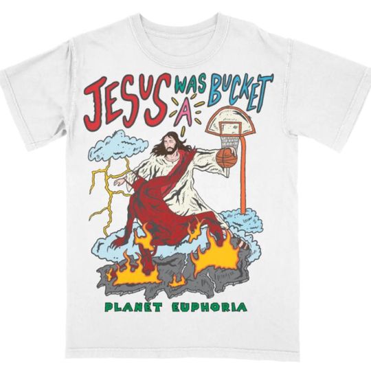 Vintage 90s Jesus Basketball Shirt Homage Retro Classic Graphic Tee Bootleg Bestseller Unisex Sport Gift