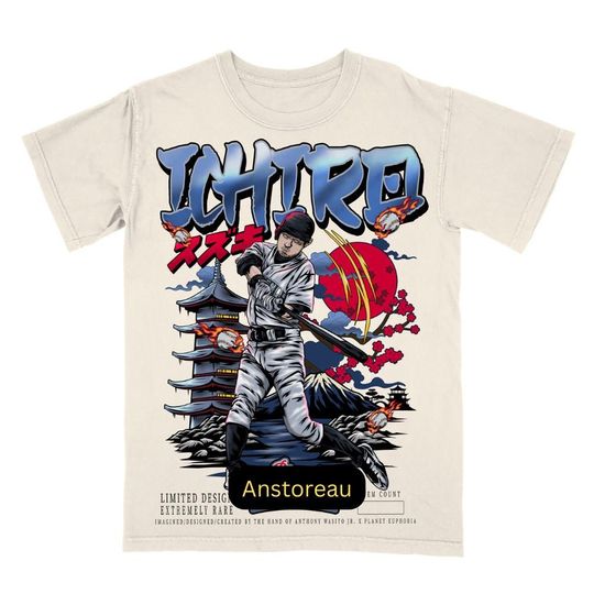 Vintage 90s Ichiro Suzuki Shirt Homage Retro Classic Graphic Tee Bootleg Bestseller Unisex Sport Gift