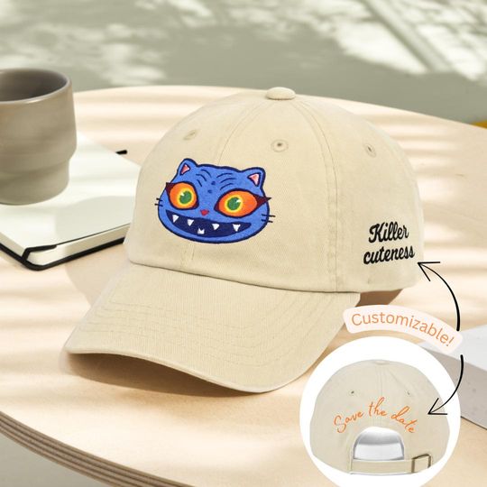 Embroidered Demon Tiger Face Baseball Cap, Kpop Hunter Gift, Funny Aesthetic Hat