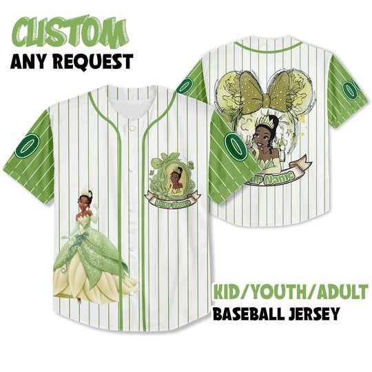 Personalize Princess Tiana Disney, Custom Disney Princess Jersey, Disney Game Day Kid Youth Adult Jersey, Disney Princess Matching Outfits