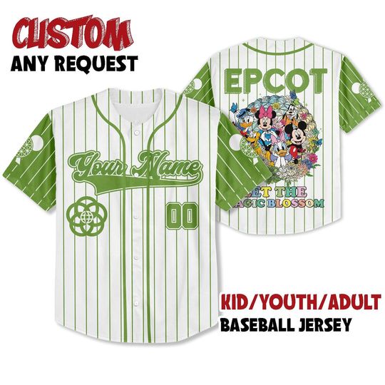 Custom Epcot Festival Art Baseball Jersey, Disney Epcot Jersey, Disneyland Family Trip Matching Shirt, Mickey And Friends Garden Art