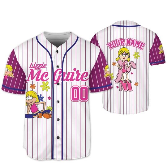 Personalized Disney Lizzie McGuire Baseball Jersey, Custom Disney Lizzie McGuire Jersey, Disney Lover Gift, Disney Baseball Jersey Teams