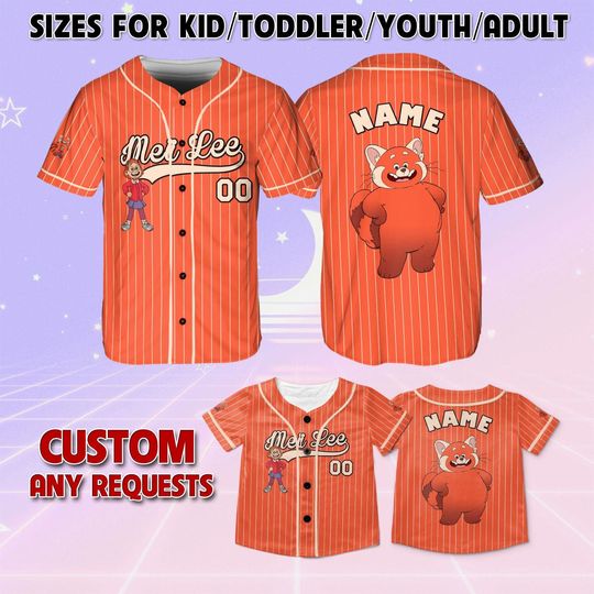 Turning Red Mei Lee Baseball Jersey, Disney Mei Lee Characters Jersey, Turning Red Cartoon Shirt, Disney Matching Jersey