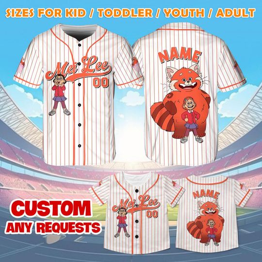 Pixar Turning Red Mei Lee Jersey Shirt, Disney Turning Red Baseball Jersey, Red Panda Cosplay, Disney Trip Shirt, Disney World Shirt, QJ15