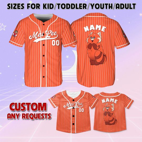 Turning Red Mei Lee Baseball Jersey, Mei Lee Matching Family Jersey, Personalized Turning Red Character Jersey, Turning Red Movie Jersey