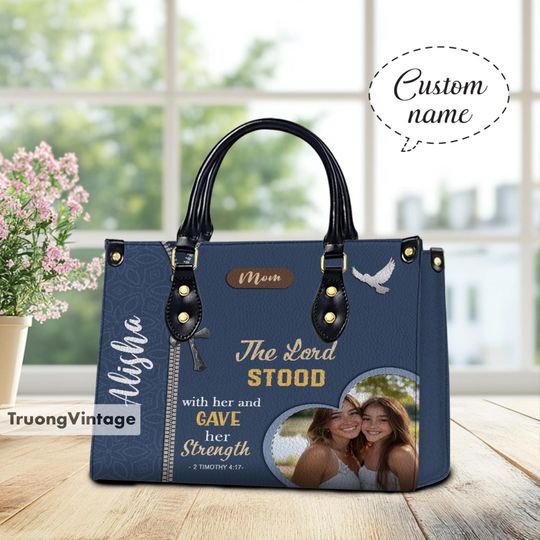 Personalized Christian Leather Handbag, Christian Inspirational Quote, Personalized Leather Handbag, Gift For Mom