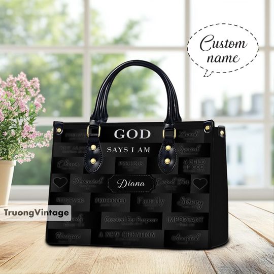 Personalized Faith Leather Handbag, Christian Handbag, Witchy Gothic Bags, Gift For Mom, Custom Name Leather Bag
