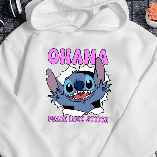 Ohana Stitch Hoodie Peace Love Stitch Hoodie Lilo and Stitch Hoodie Cute Animal Kingdom Shirt Vacation Shirt Gift For Him For Her