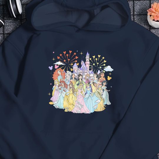 Vintage Princess Sisters Hoodie Cinde Rapunzel Elsa Mulan Hoodie Gift Cartoon Park Shirt 2025 Trip Shirt Summer Vacation Shirt Gift