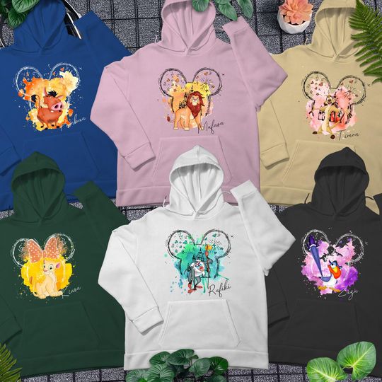 Cartoon Lion King Characters Hoodie Simba Timon Pumbaa Hoodie Hakuna Matata Shirt Animal Kingdom Shirt Vacation Shirt Birthday Gift