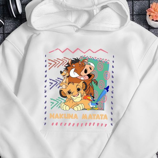 Lion King Characters Hoodie Retro Simba Timon Pumbaa Hoodie For Cartoon Park Shirt Summer Vacation Shirt Family Trip Shirt Birthday Gift
