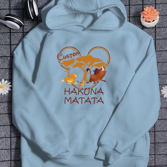 Custom Hakuna Matata Hoodie Simba Timon Pumbaa Hoodie The Lion King Hoodie Cute Animal Kingdom Hoodie Vacation Hoodie Gift
