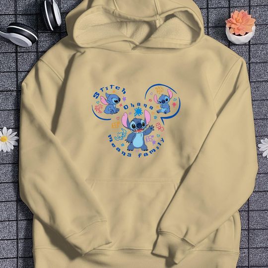 Cute Stitch Ears Hoodie Ohana Means Family Hoodie Funny Stitch Hoodie Cartoon Park Shirt 2025 Trip Shirt Summer Vacation Shirt Gift