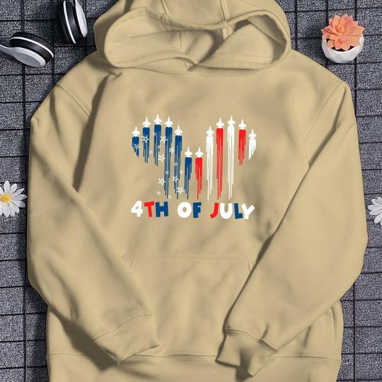 Patriotic Jet Heart Hoodie Military USA Graphic Hoodie Vintage 4th Of July Hoodie Red White Blue Veteran Hoodie 4th Of July Ears Shirt Gift