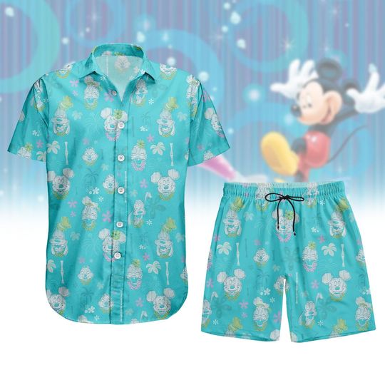 Disney Trip 2025 Button Shirt, Retro Mickey And Friends Hawaiian Shirt, Disneyland Vacation Shorts, Funny Cartoon Beach Summer Outfits