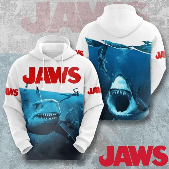 Jaws Movie 50 Years 1975-2025 Thank For The Memories 3D Unisex Hoodie LH1476