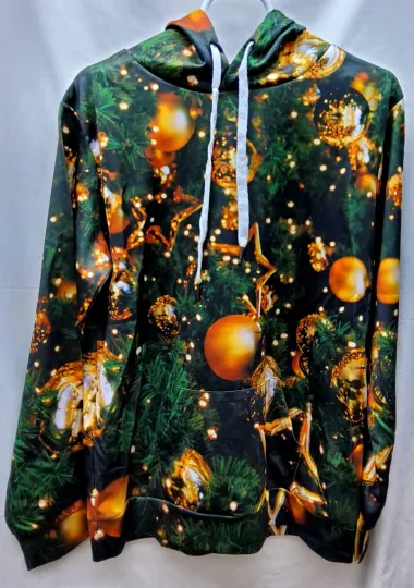 Christmas Cool Long Sleeve 3D Bling ball Painted Unisex sports Hoodie S/M