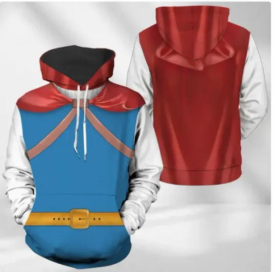 Snow White Prince Costume 3D HOODIE HALLOWEEN GIFT CHRISTMAS GIFT