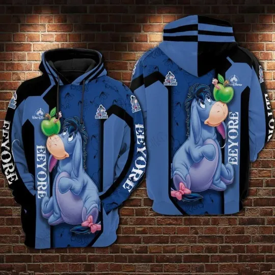 Green Apple On Eeyore Nose Eeyore Donkey Lovers 3D HOODIE US Size Christmas Gift