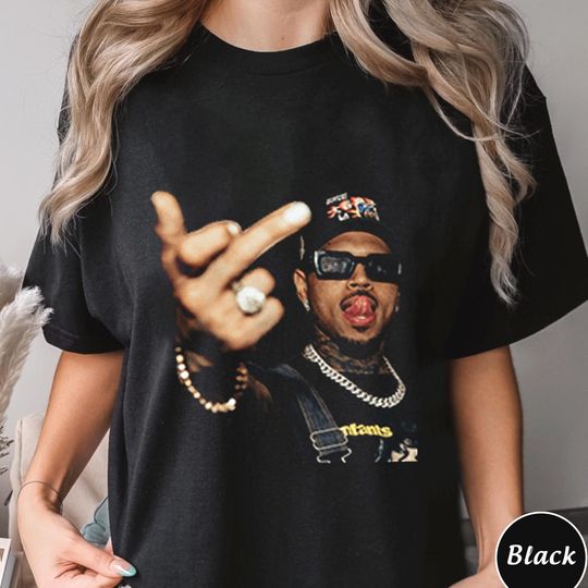 Chris Brown Vintage Middle Finger Vintage Shirt, Cool Hip Hop Streetwear Graphic Tee  Urban Style Hand Drawn Shirt