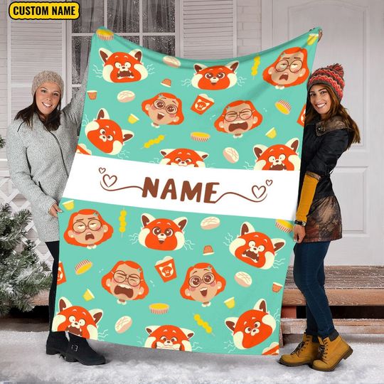 Personalized Turning Red Fleece Blanket, Custom Name Red Panda Blanket, Meilin Lee Blanket, Gifts for Kids
