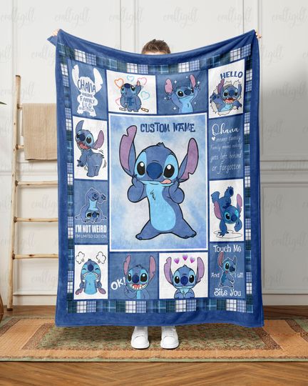 Disney Lilo & Stitch Custom Fleece Blanket - Birthday Gift for Kids, Ohana Theme, MYE946