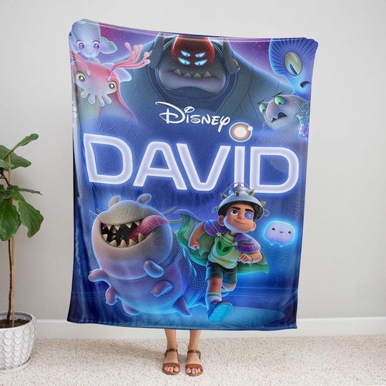 Personalized Disney Elio Fleece Blanket, Custom Name Disneyland 2025 Gift, Disney Alien Boy Birthday Present, Magic Kingdom Blanket