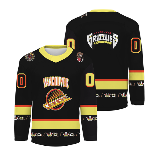 Custom Vancouver Canucks x Grizzlies Black Skate Special Hockey Shirt