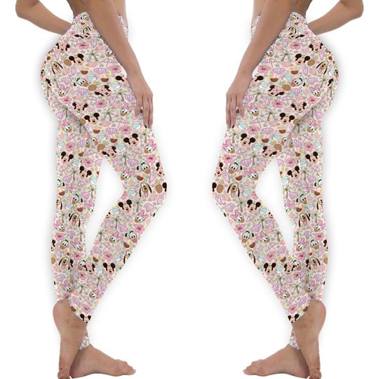 Mickey & Friends Beach Women's Stretchy Leggings (AOP)