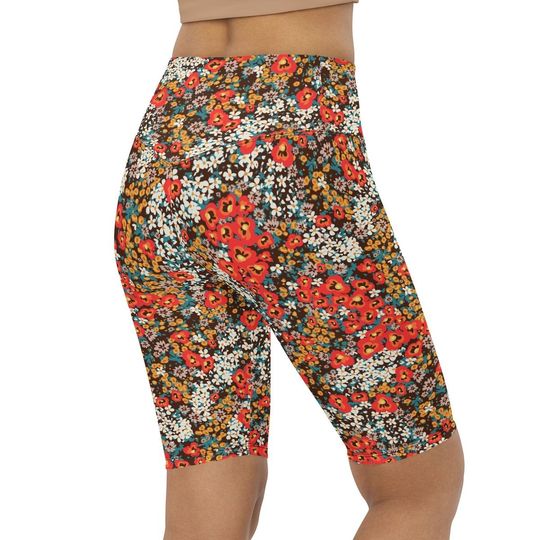 Wild Flowers Biker Shorts Colorful Floral Leggings