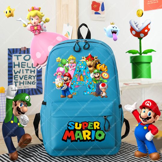 Super Mario Bros Anime Cute School Backpack for Kids Large Capacity Book Bag
