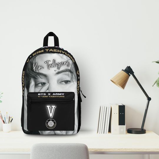 BTS V Black Backpack, Kpop Fan Gift, Knapsack for Army, Kim Taehyung Bag, BTS Merchandise, Kpop Concert Accessories