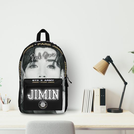 BTS Jimin Black Backpack, Kpop Fan Gift, Knapsack for Army, Park Jimin Bag, BTS Merchandise, Kpop Concert Accessories
