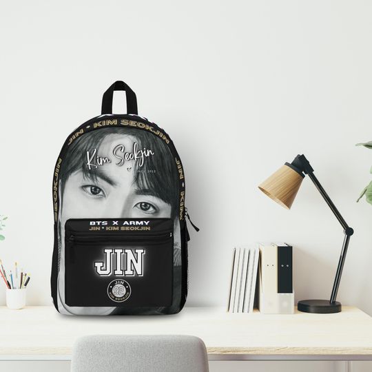 BTS Jin Black Backpack, Kpop Fan Gift, Kim Seokjin Bag, BTS Merchandise