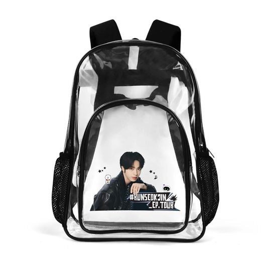 BTS Jin #RUNSEOKJIN EP Tour Concert Clear Backpack -  Clear transparent see through bag bookbag carryall totes - Great for concerts -school!