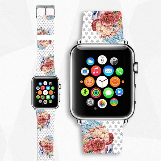 Skull Apple Watchband Leather iWatch Band Strap Boho Style Watch