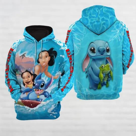 Disney Stitch 3D Hoodie, Lilo And Stitch Zip Hoodie, Cartoon Movie Hoodie