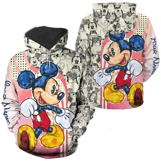 Personalized Cute Mickey Mouse Sketch Mickey Lover Gifts Hoodie 3D