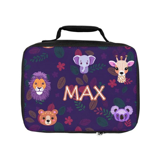 Personalized Kids Animal Lunch Bag, Cute Zoo Theme Lunchbox for Toddlers, Back to School Gift
