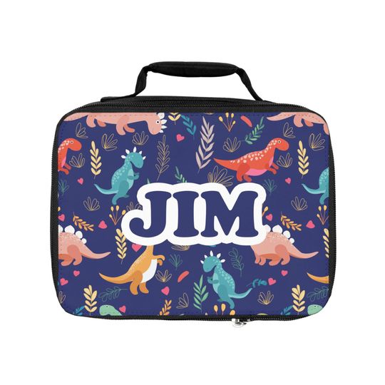 Personalized Dinosaur Lunch Bag for Kids, Cute Custom Meal Tote, Fun Lunchbox for Boys and Girls