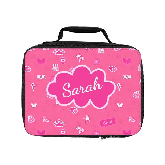 Personalized Pink Doll Lunch Bag for Girls - Stylish Insulated Tote, Custom Name, Back to School, Birthday Gift